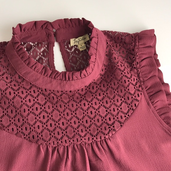 Lily White Ruffle and Lace High Collar Tank - Picture 7 of 8